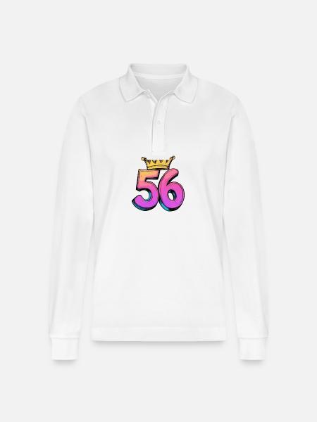 56 Number Krone - Stanley/Stella Organic Unisex Long-Sleeved Polo Shirt Prepster - white