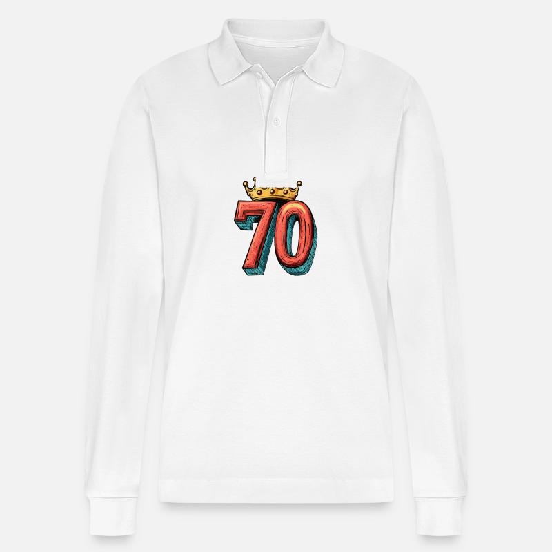Couronne à 70 chiffres - Polo à manches longues bio PREPSTER Stanley/Stella Unisexe - blanc