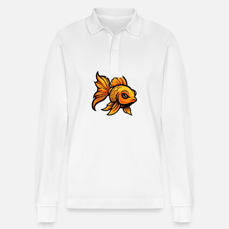 Goldfisch Comic - Stanley/Stella Unisex Bio-Langarm-Poloshirt Prepster - Weiß