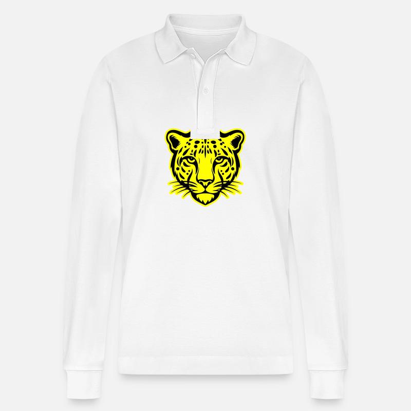 Tête de guépard - Polo à manches longues bio PREPSTER Stanley/Stella Unisexe - blanc
