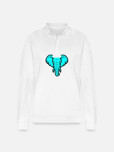 Elephant Head - Stanley/Stella Organic Unisex Long-Sleeved Polo Shirt Prepster - white