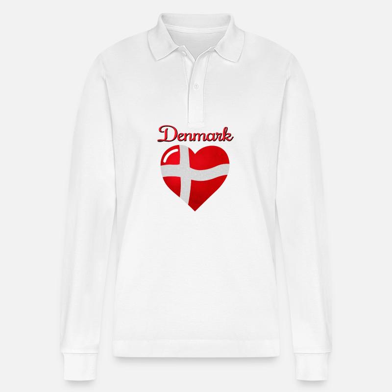 Drapeau du Danemark - Polo à manches longues bio PREPSTER Stanley/Stella Unisexe - blanc