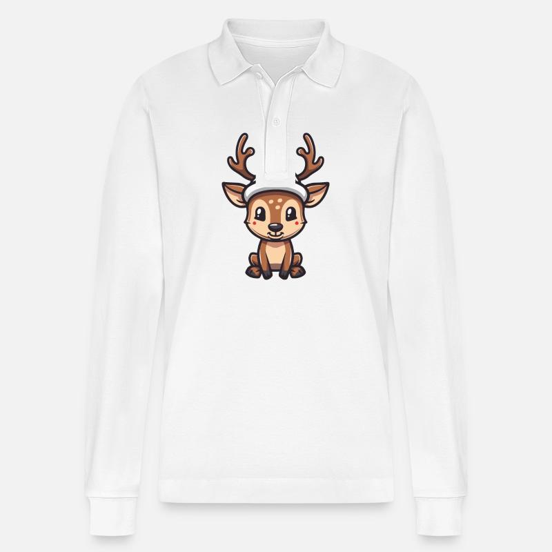 Noël du cerf - Polo à manches longues bio PREPSTER Stanley/Stella Unisexe - blanc