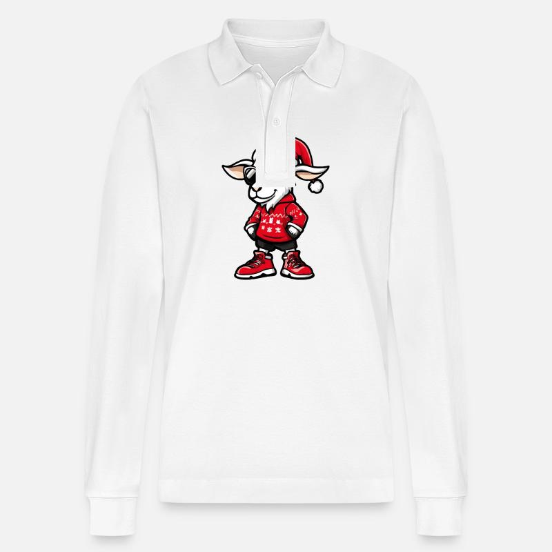 Noël de chèvre Noël laid - Polo à manches longues bio PREPSTER Stanley/Stella Unisexe - blanc