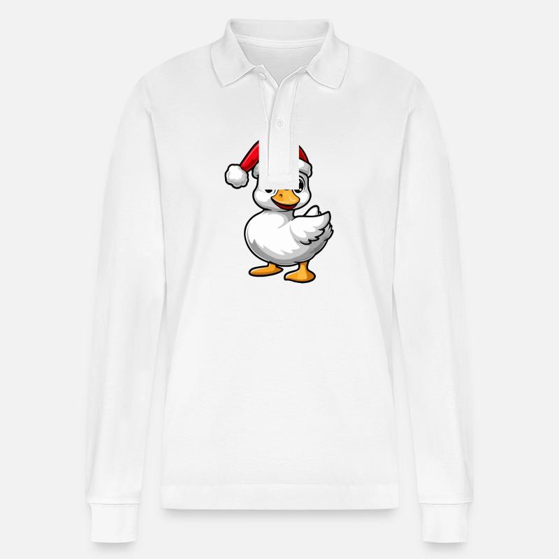 Gans Weihnachten Niedlich - Stanley/Stella Unisex Bio-Langarm-Poloshirt Prepster - Weiß