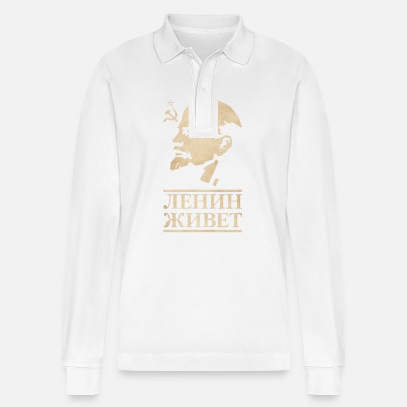 Lenin vive - Polo a manica lunga ecologica unisex Prepster di Stanley/Stella - bianco