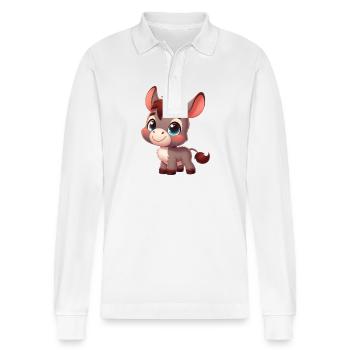 donkey 5 - Stanley/Stella Organic Unisex Long-Sleeved Polo Shirt Prepster - white - Front - Anna (173cm) & Nico (186cm)