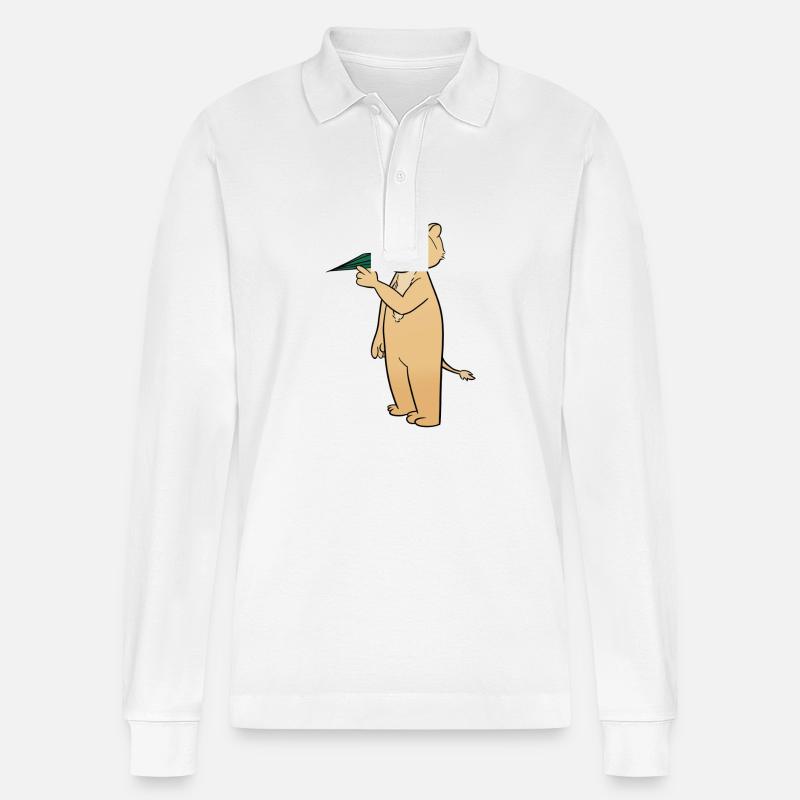 Papierflieger - Stanley/Stella Unisex Bio-Langarm-Poloshirt Prepster - Weiß