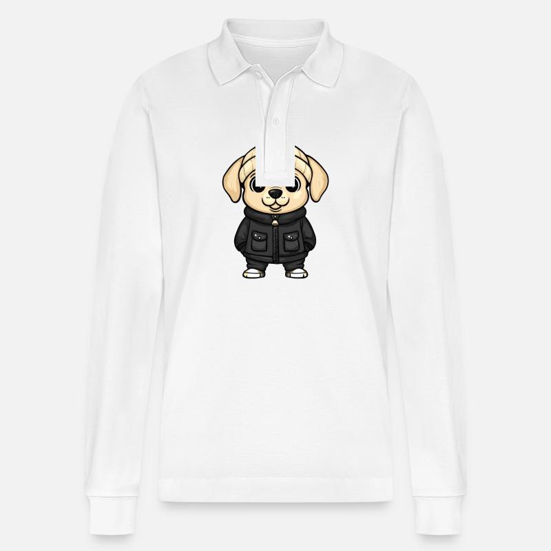 Labrador Hund Winter - Stanley/Stella Unisex Bio-Langarm-Poloshirt Prepster - Weiß