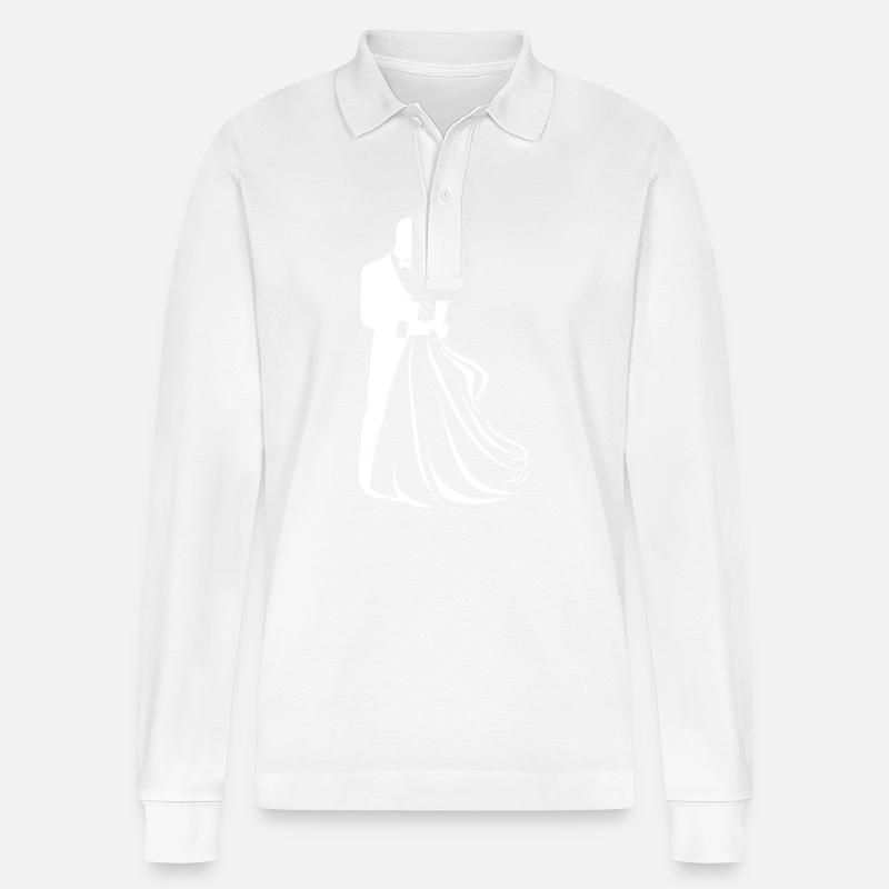 Brautpaar Braut Bräutigam - Stanley/Stella Unisex Bio-Langarm-Poloshirt Prepster - Weiß