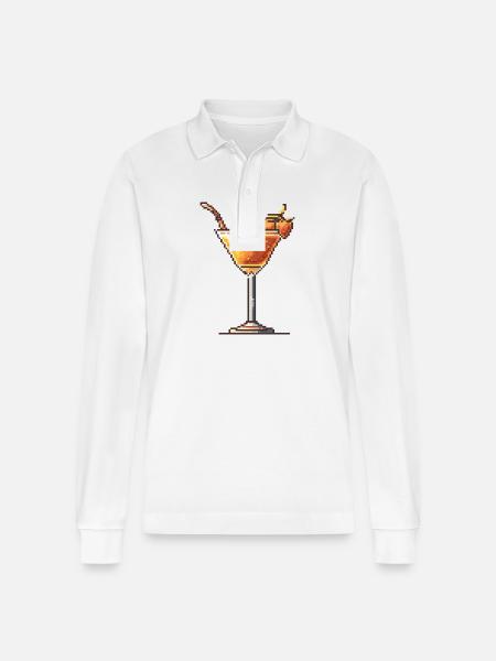 Cocktail Pixel Gamer - Stanley/Stella Unisex Bio-Langarm-Poloshirt Prepster - Weiß
