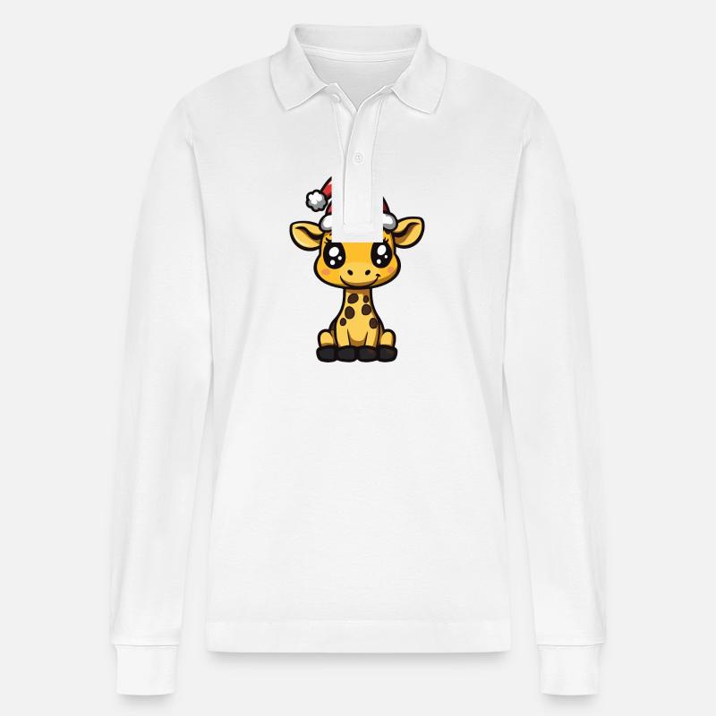 Girafe Weihnachten Noël - Polo à manches longues bio PREPSTER Stanley/Stella Unisexe - blanc