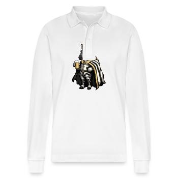 Zebra Beer Funny - Stanley/Stella Organic Unisex Long-Sleeved Polo Shirt Prepster - white - Front - Anna (173cm) & Nico (186cm)