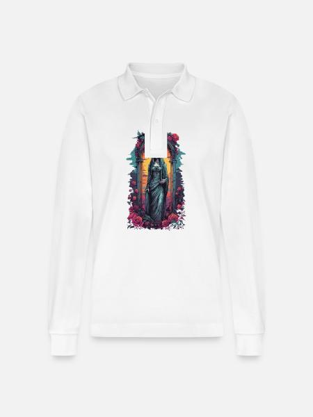 Occult Gothic Aesthetic Retro Wave Streetwear - Stanley/Stella Organic Unisex Long-Sleeved Polo Shirt Prepster - white