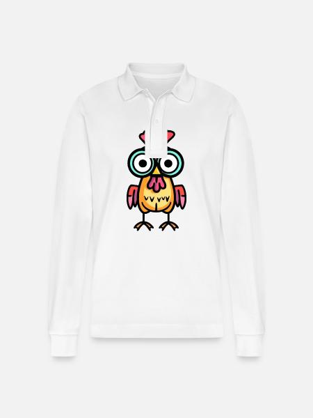 Chicken Halloween Comic Funny - Stanley/Stella Organic Unisex Long-Sleeved Polo Shirt Prepster - white