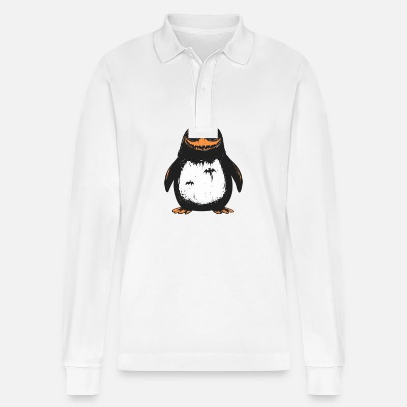 Pinguin Halloween Comic Lustig - Stanley/Stella Unisex Bio-Langarm-Poloshirt Prepster - Weiß
