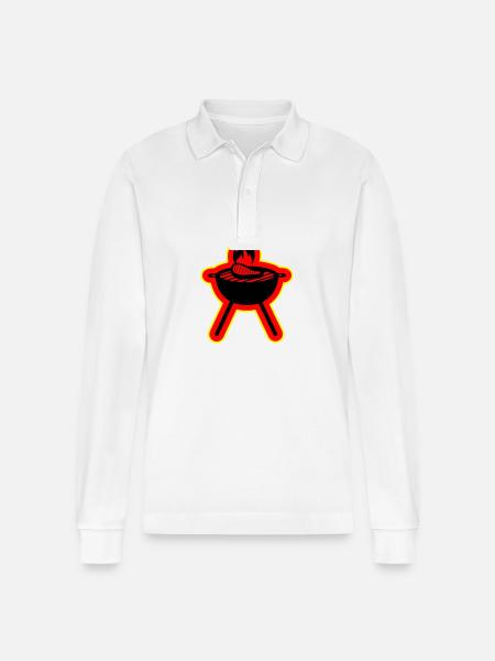 Steak Grill - Stanley/Stella Unisex Bio-Langarm-Poloshirt Prepster - Weiß