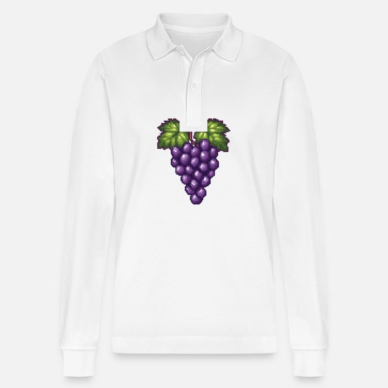 Weintrauben Pixel - Stanley/Stella Unisex Bio-Langarm-Poloshirt Prepster - Weiß