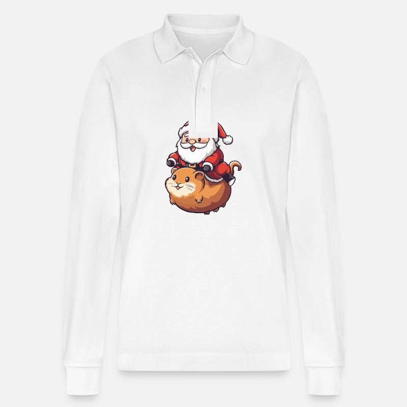 Père Noël hamster - Polo à manches longues bio PREPSTER Stanley/Stella Unisexe - blanc