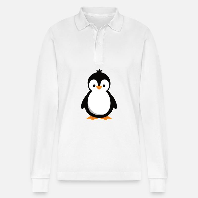 süßer Pinguin - Stanley/Stella Unisex Bio-Langarm-Poloshirt Prepster - Weiß