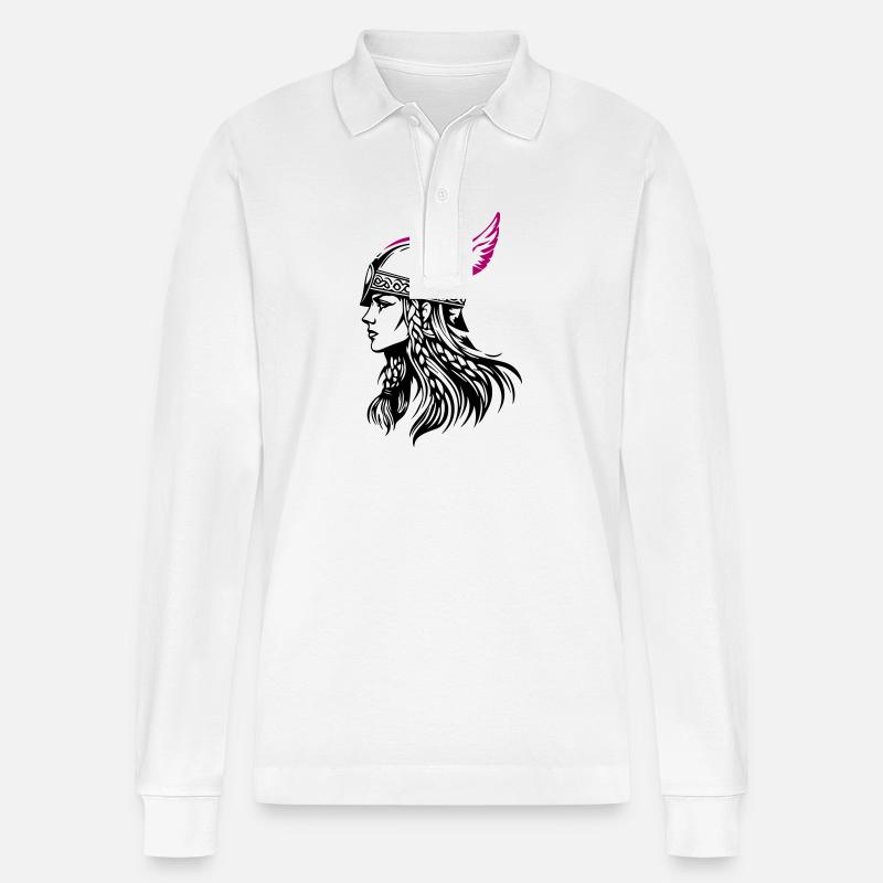 Wikinger Kriegerin Walküre - Stanley/Stella Unisex Bio-Langarm-Poloshirt Prepster - Weiß