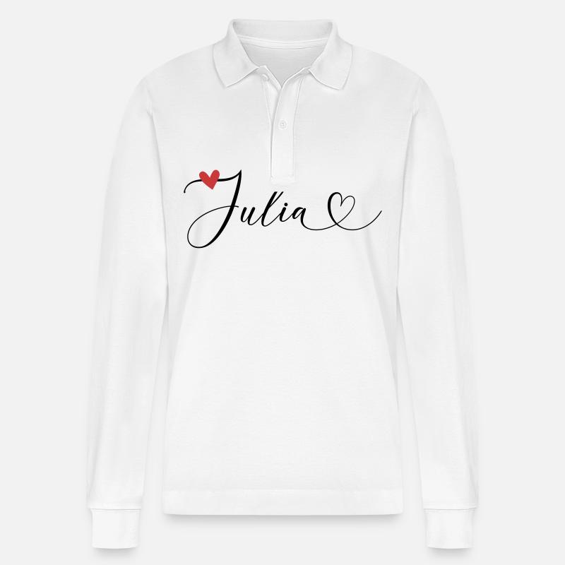 Julia Nom Prénom Calligraphie Coeur - Polo à manches longues bio PREPSTER Stanley/Stella Unisexe - blanc