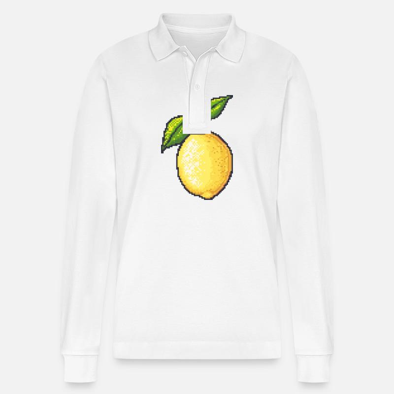 Zitrone Pixel Gamer - Stanley/Stella Unisex Bio-Langarm-Poloshirt Prepster - Weiß