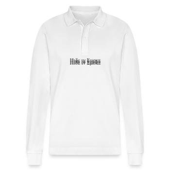 Hide in Smoke, mythologische Schrift Glitch Design - Stanley/Stella Unisex Bio-Langarm-Poloshirt Prepster - Weiß - Vorne - Anna (173cm) & Nico (186cm)