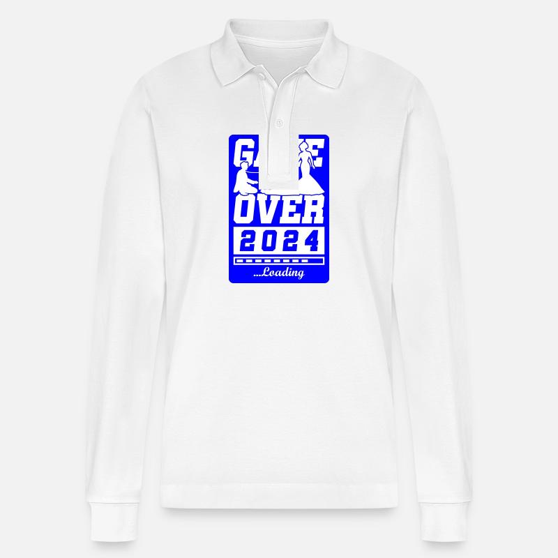 Hochzeit Loading 2024 Game Over - Stanley/Stella Unisex Bio-Langarm-Poloshirt Prepster - Weiß