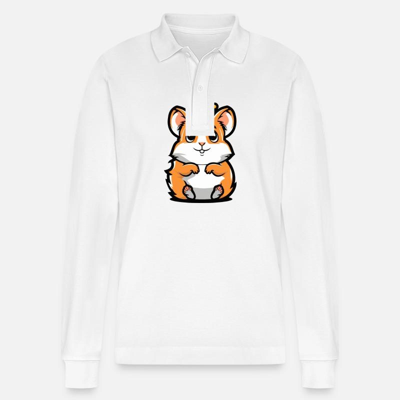 Hamster Comic Krone - Stanley/Stella Unisex Bio-Langarm-Poloshirt Prepster - Weiß