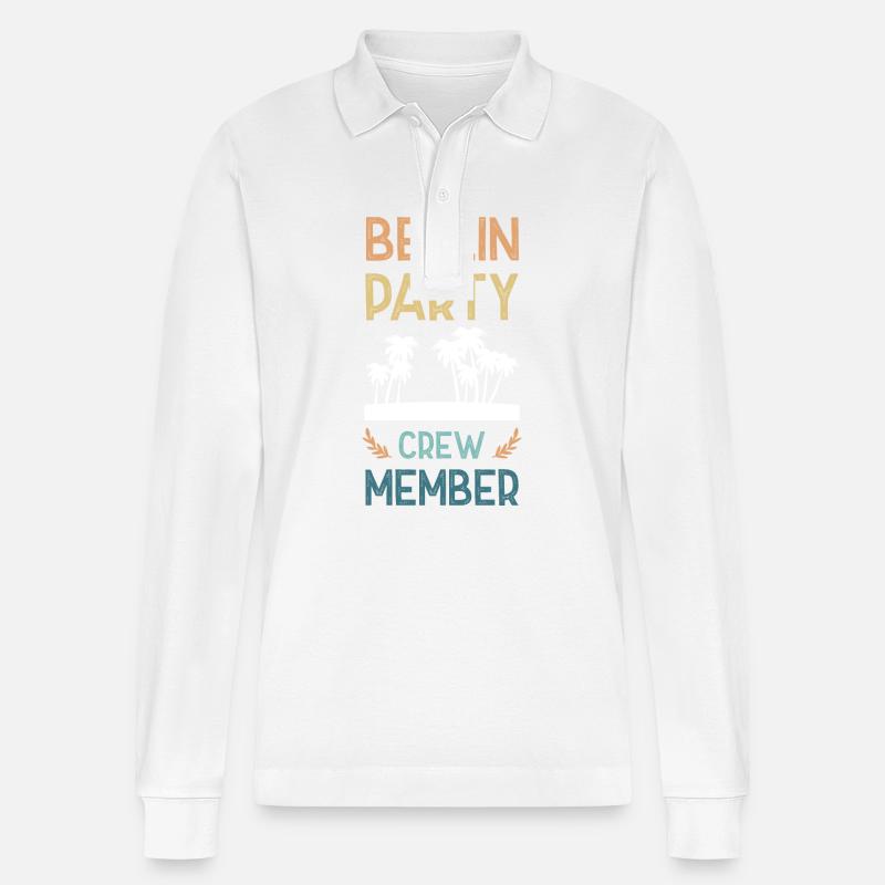 Berlin Party Crew - Stanley/Stella Unisex Bio-Langarm-Poloshirt Prepster - Weiß