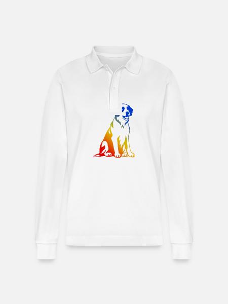 Saint Bernard Hund - Stanley/Stella Unisex Bio-Langarm-Poloshirt Prepster - Weiß