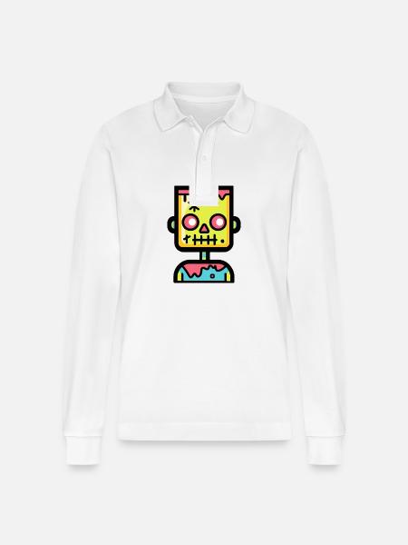 Zombie Halloween Comic - Stanley/Stella Unisex Bio-Langarm-Poloshirt Prepster - Weiß
