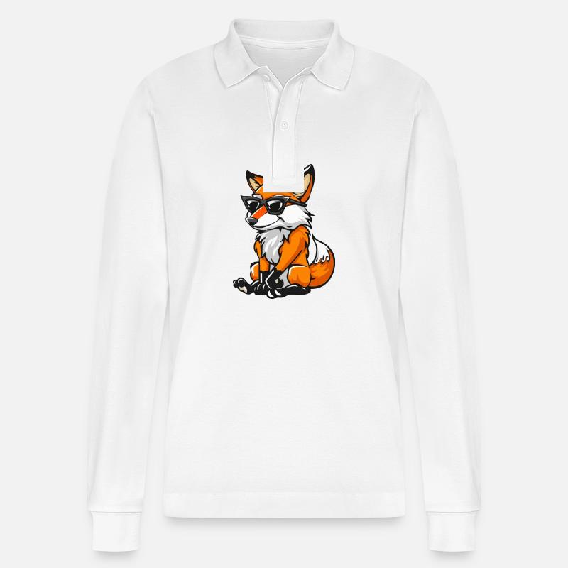 Fuchs Comic - Stanley/Stella Unisex Bio-Langarm-Poloshirt Prepster - Weiß