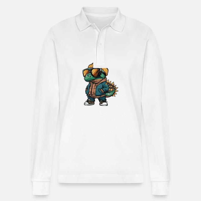 Dinosaurier stegosaurus Cool Comic - Stanley/Stella Unisex Bio-Langarm-Poloshirt Prepster - Weiß
