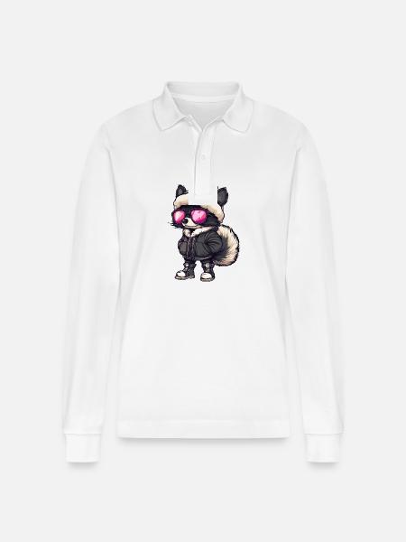 Skunk Cool Comic - Stanley/Stella Organic Unisex Long-Sleeved Polo Shirt Prepster - white