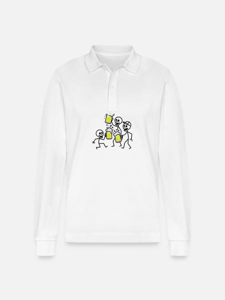Beer Team Skeleton - Stanley/Stella Organic Unisex Long-Sleeved Polo Shirt Prepster - white