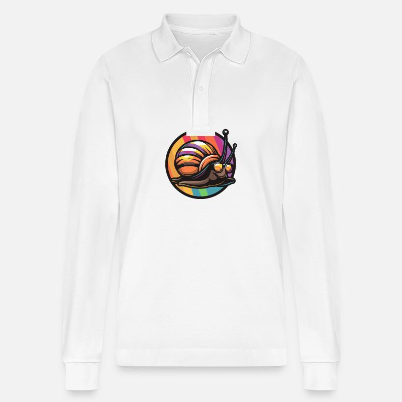 Schnecke Cool Comic - Stanley/Stella Unisex Bio-Langarm-Poloshirt Prepster - Weiß