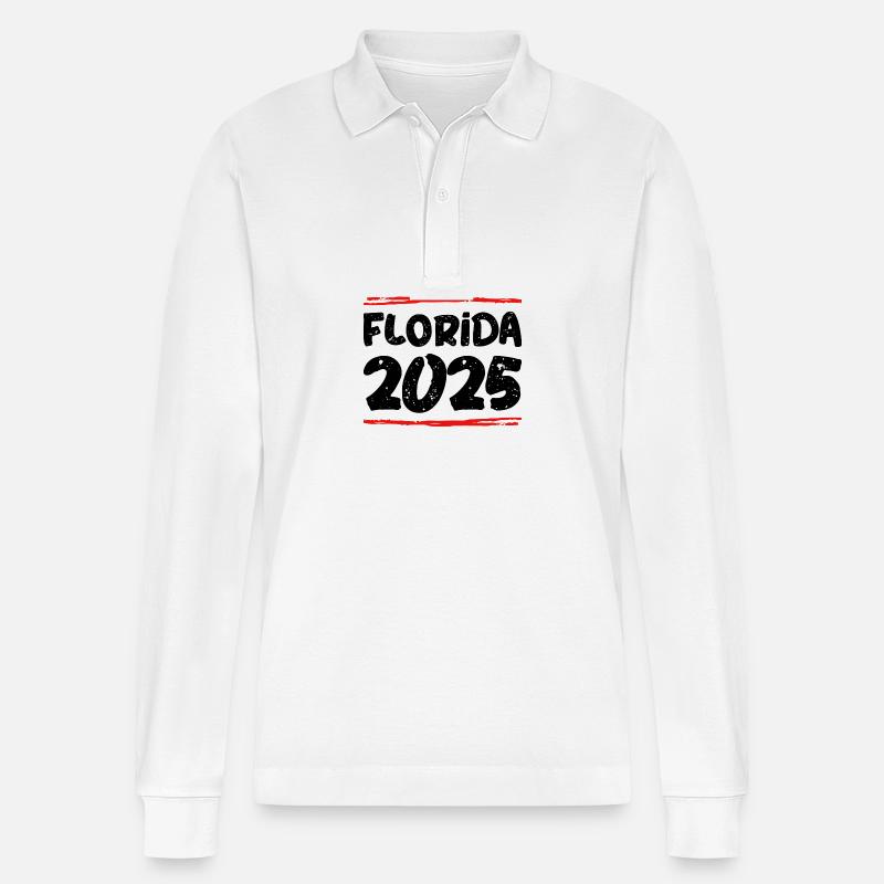 Florida 2025 Spruch - Stanley/Stella Unisex Bio-Langarm-Poloshirt Prepster - Weiß