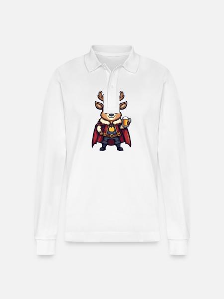 Hirsch Bier Lustig - Stanley/Stella Unisex Bio-Langarm-Poloshirt Prepster - Weiß