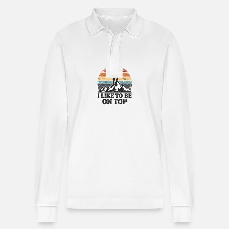 Berggipfel Gipfel Bergsteigen Klettern Kletterer - Stanley/Stella Unisex Bio-Langarm-Poloshirt Prepster - Weiß