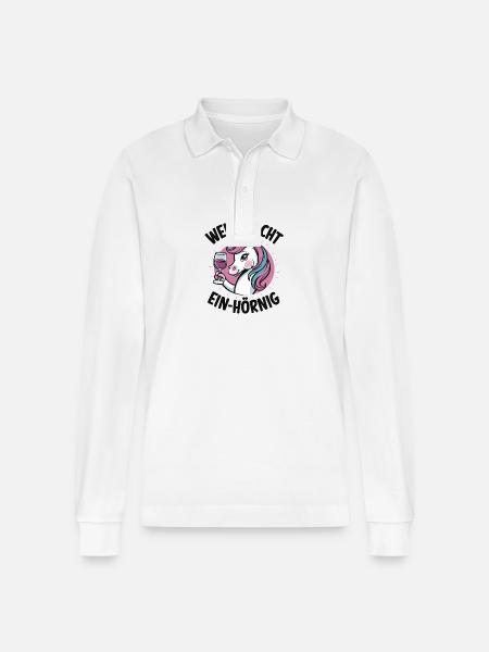 Wein macht Ein-Hörnig - Stanley/Stella Unisex Bio-Langarm-Poloshirt Prepster - Weiß