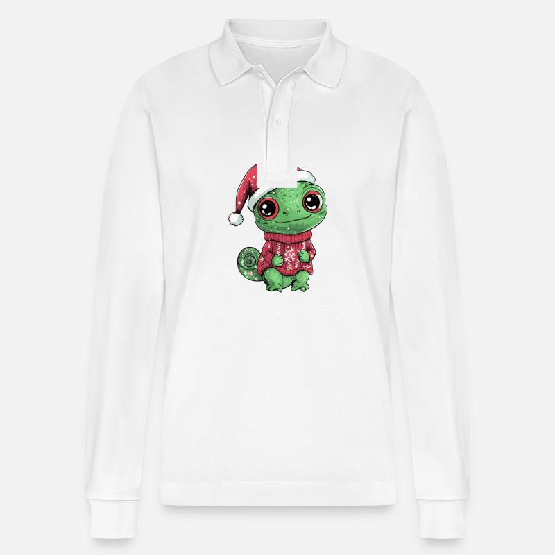Bande dessinée de Noël caméléon - Polo à manches longues bio PREPSTER Stanley/Stella Unisexe - blanc