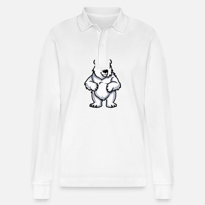 Eisbär Tier - Stanley/Stella Unisex Bio-Langarm-Poloshirt Prepster - Weiß