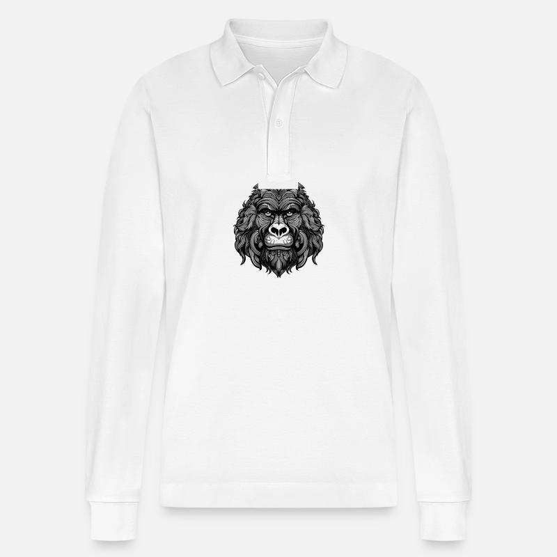 Gorilla Portrait - Stanley/Stella Unisex Bio-Langarm-Poloshirt Prepster - Weiß