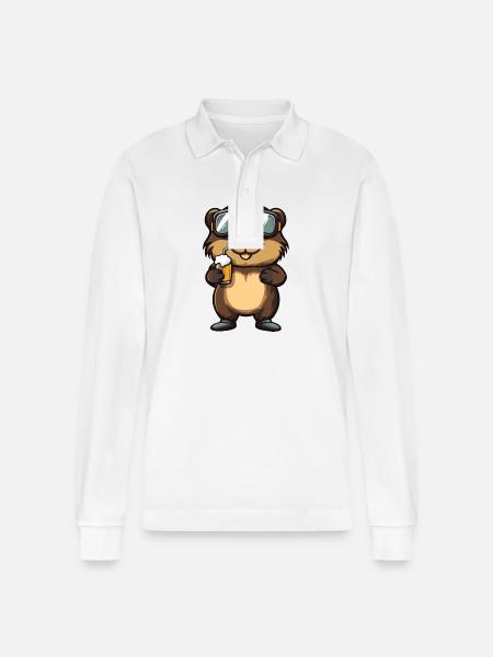 Biber Ski Bier - Stanley/Stella Unisex Bio-Langarm-Poloshirt Prepster - Weiß