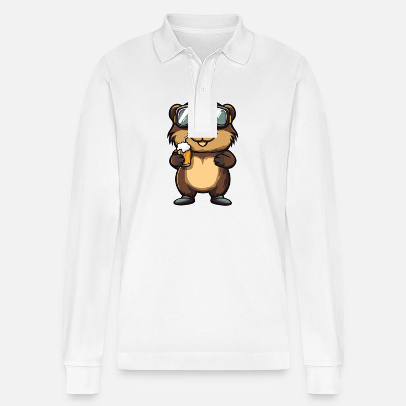 Biber Ski Bier - Stanley/Stella Unisex Bio-Langarm-Poloshirt Prepster - Weiß