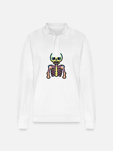 Skeleton Halloween - Stanley/Stella Organic Unisex Long-Sleeved Polo Shirt Prepster - white