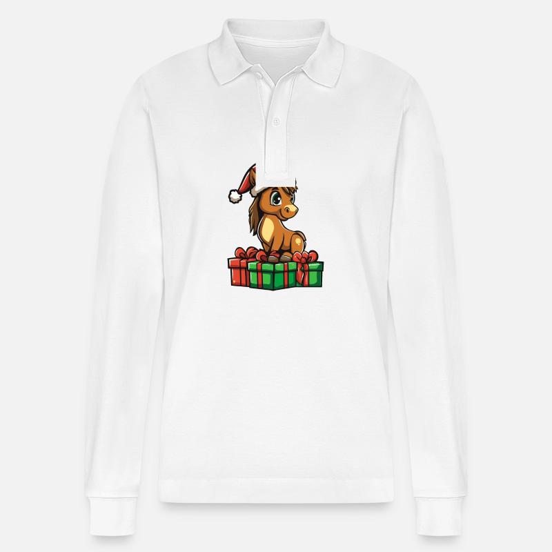 Cadeaux de Noël Cheval - Polo à manches longues bio PREPSTER Stanley/Stella Unisexe - blanc