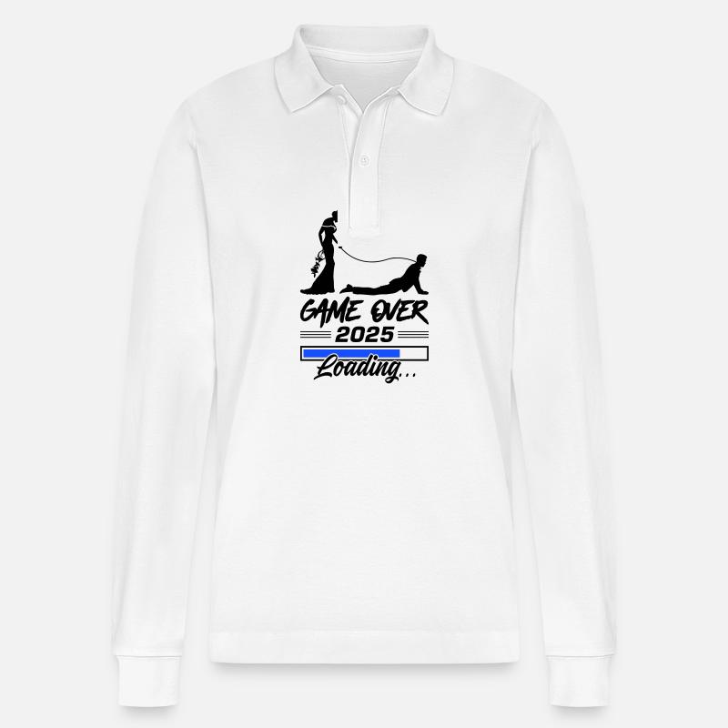 Wedding Loading 2025 Game Over - Polo à manches longues bio PREPSTER Stanley/Stella Unisexe - blanc